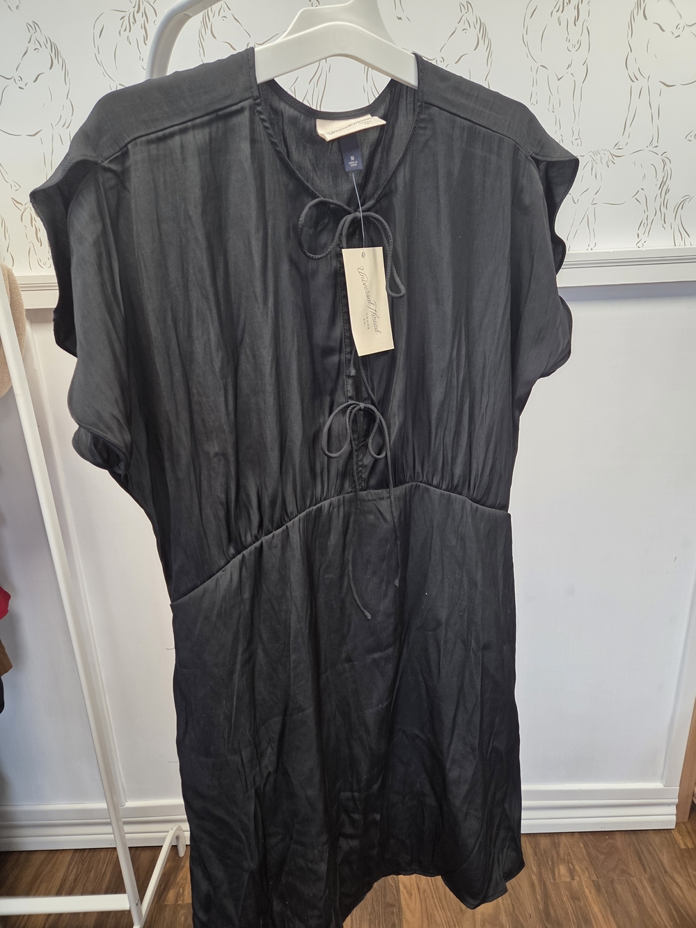 Universal Thread Black Tie-Front Short Sleeve Dress NEW WITH TAG